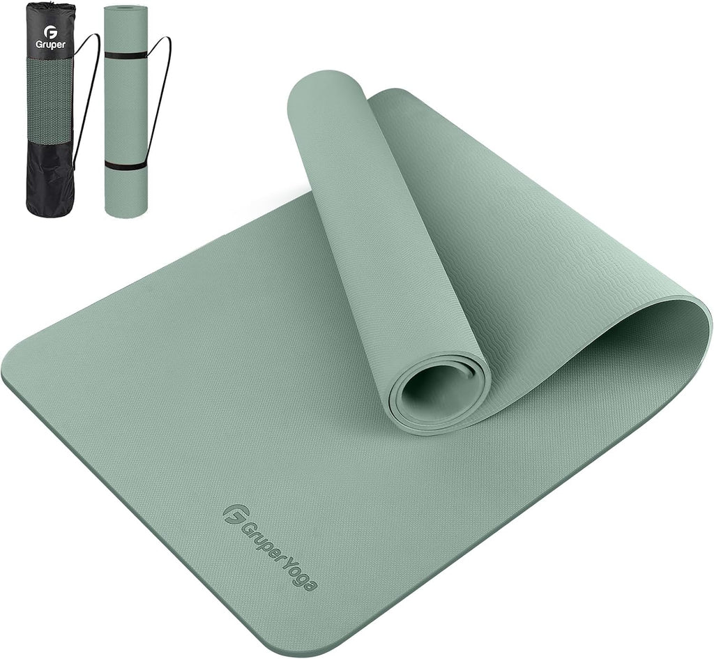 Gruper Yoga Mat Non Slip, Anti-Tear Workout Mat with Carrying Strap and Bag