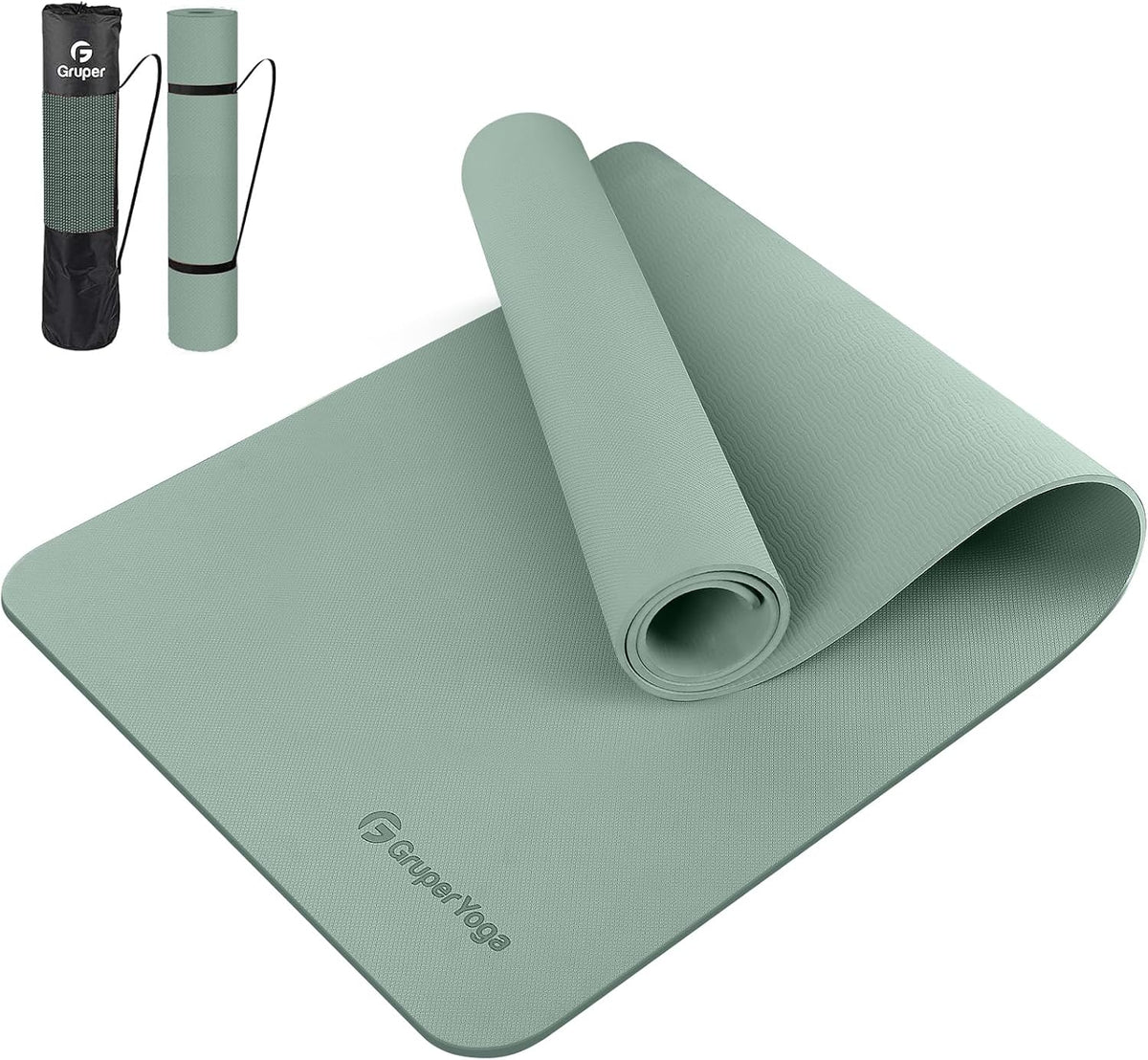 Gruper Yoga Mat Non Slip, Anti-Tear Workout Mat with Carrying Strap and Bag