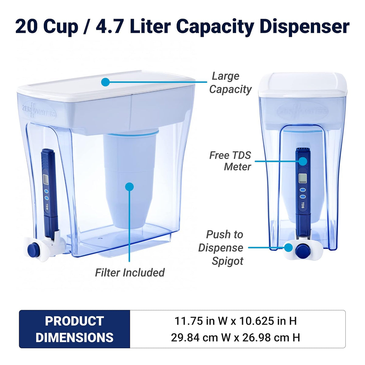 ZeroWater 20-Cup Water Filter Dispenser Removes PFOA/PFAS
