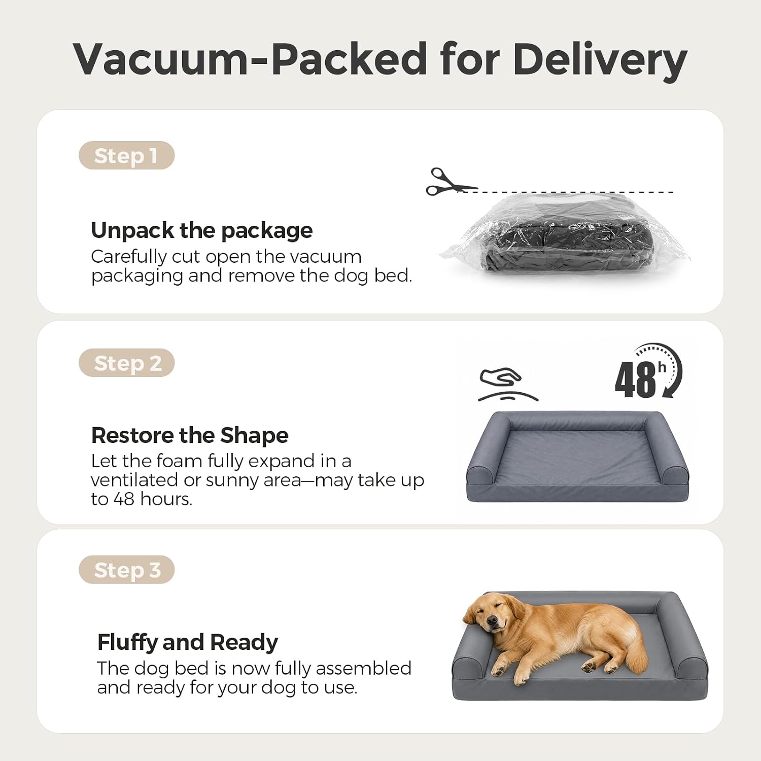 Sytopia XL Orthopedic Outdoor Dog Beds Large Sized Dog, Supportive Dogs Couch with Waterproof Washable Cover, Extra Large Comfort Pet Sofa with Soft Sherpa & Nonskid Bottom, Grey, 42"