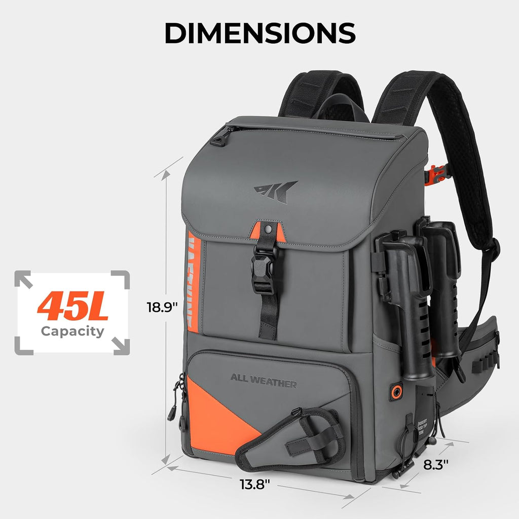 KastKing All Weather Waterproof Fishing Backpack With 2 Rod Holder