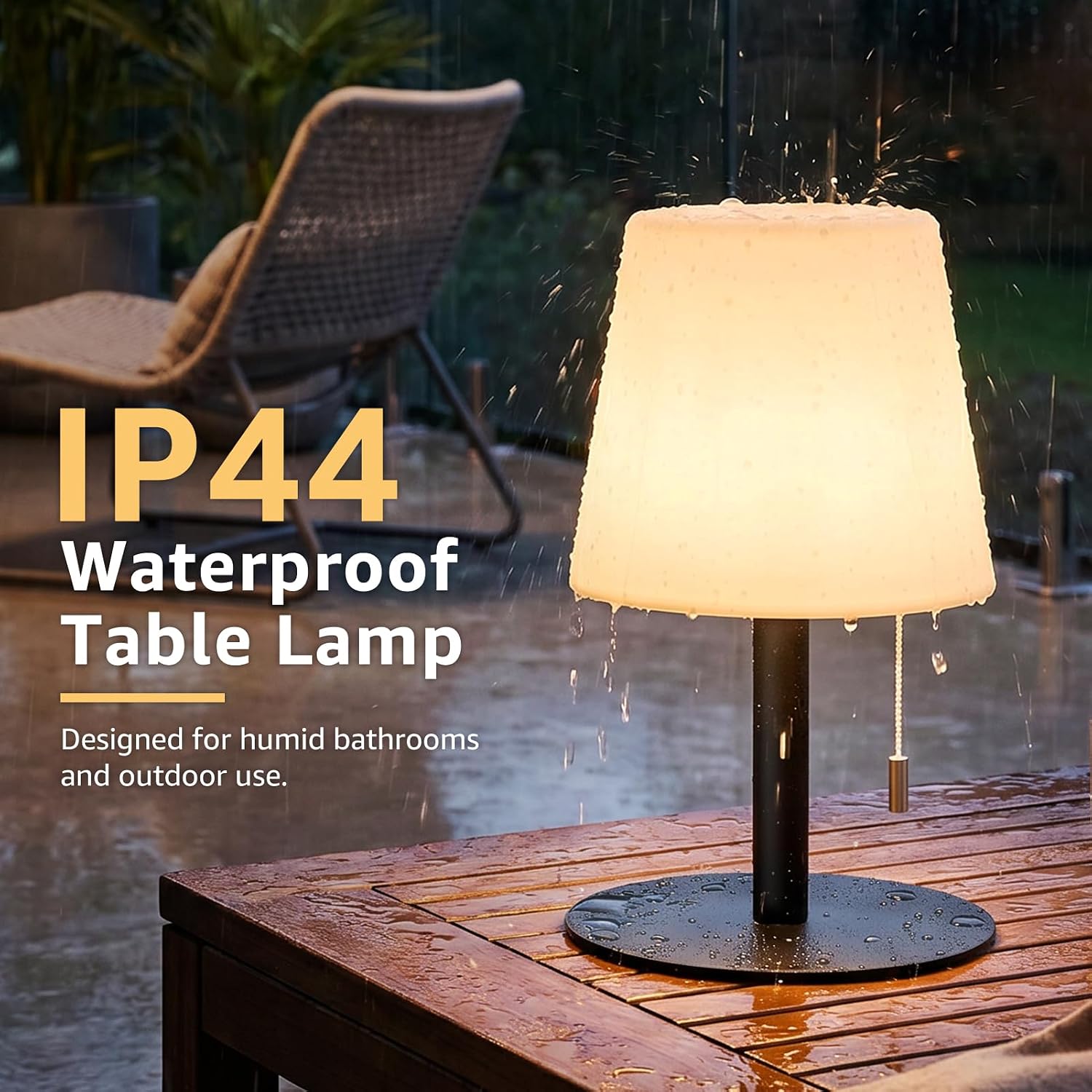 uuffoo Shower Lamp Rechargeable Cordless Light Waterproof for Bathroom Spa