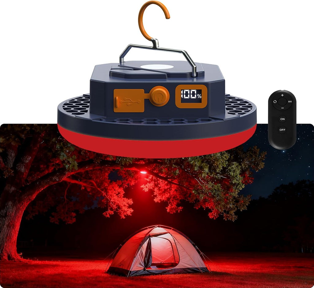 Rechargeable 3000LM Red Light Camping Light Tent Camping Lantern Fishing Lantern