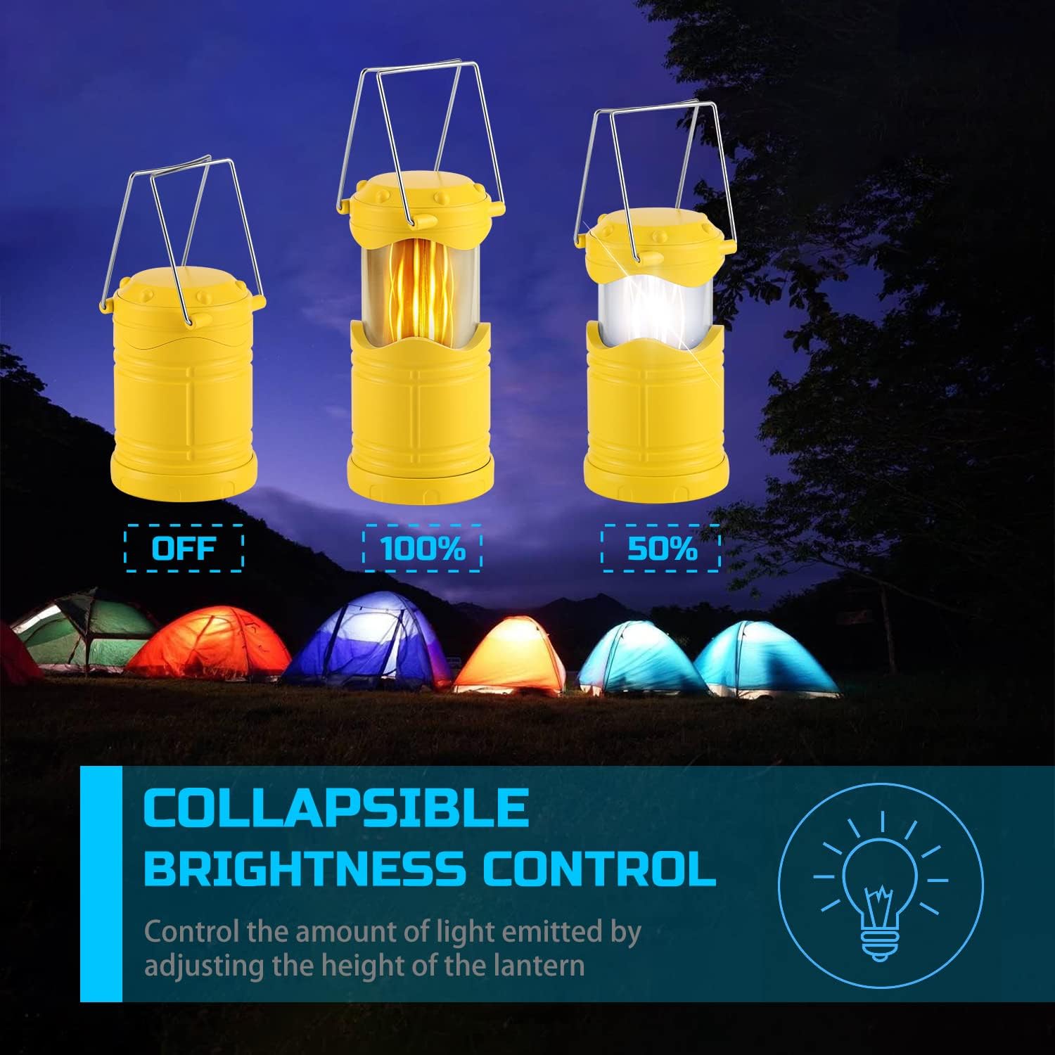 Lichamp 4 Pack LED Camping Lanterns, Yellow