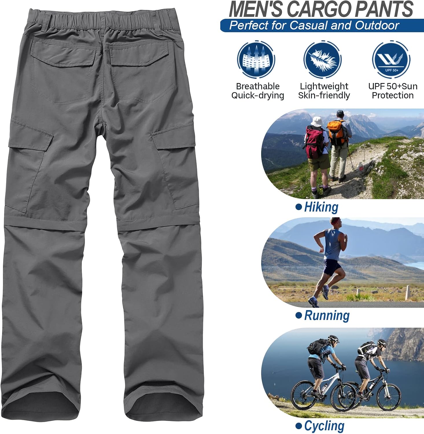linlon Boy Scout Pants Hiking Mens Convertible Zip Off Safari Fishing