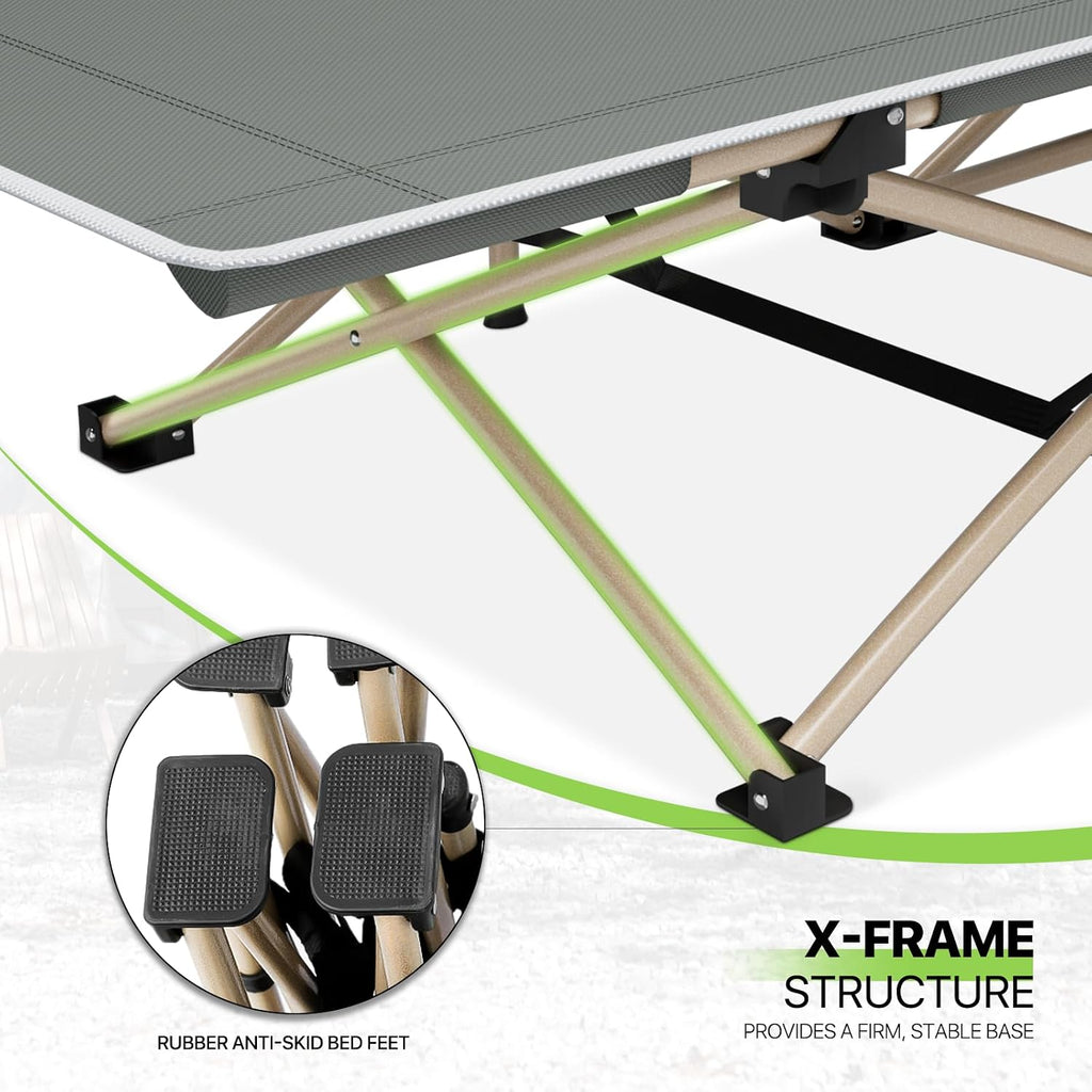 Magshion 75" Camping Cot for Adults, Folding Sleeping Cot, Lightweight Portable for Outdoor Camping with Detachable Pillow and Side Pocket for Travel Home Office Picnic, Supports 360 lbs, Gray