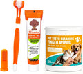 Dog Tooth Brushing Kit for Teeth Cleaning – Beef Toothpaste, Brush & 50 Finger Wipes