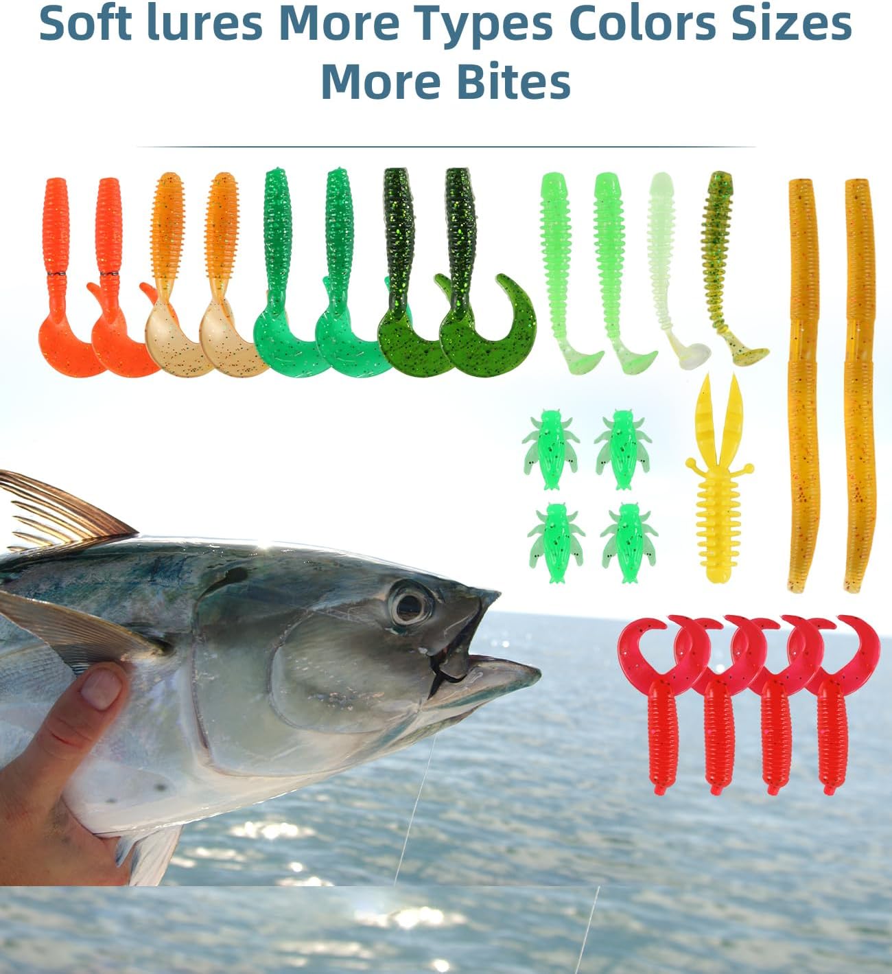 140/234PCS Fishing Lures Kit with Pliers, Fishing Gear Tackle Box Included Tackles, Bionic Baits,Spoon, Hooks, Weights Freshwater, Saltwater and Accessories for Men Women Kids