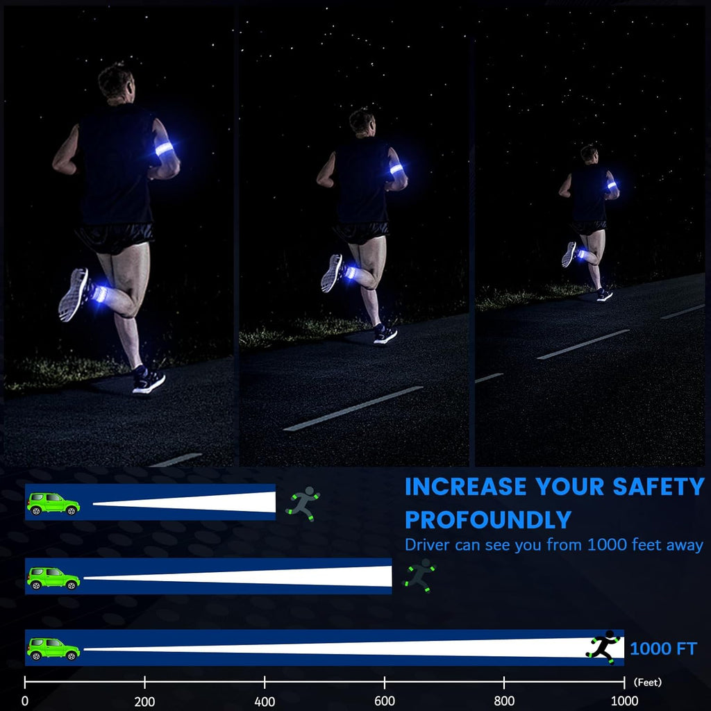 Fokia Kunbio Light Up LED Armband for Running Walking at Night,Reflective Arm Bands for Runners,Rechargeable Jogging Lights,High Visibility Night Running Safety Gear Adjustable Running Women Men Kids