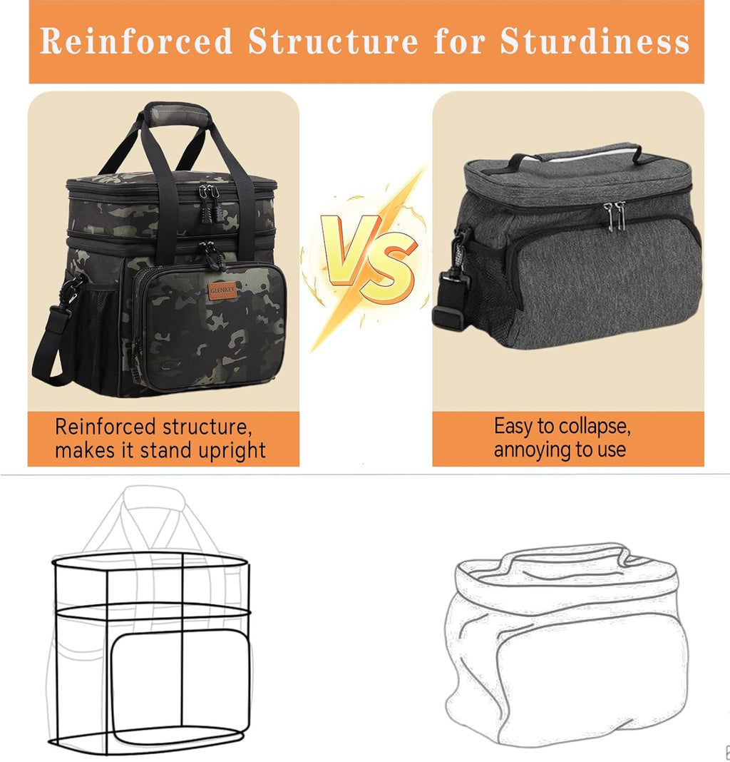 GLENKEY Expandable Lunch Box Insulated Leakproof Cooler Bag Work Outdoor