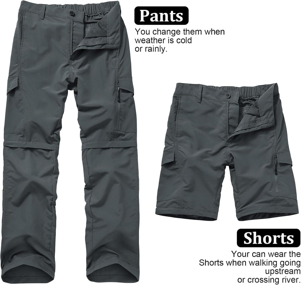 linlon Boy Scout Pants Hiking Mens Convertible Zip Off Safari Fishing