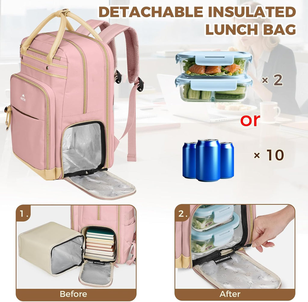 MATEIN Lunch Backpack for Women, Teacher Backpack with Lunch Compartment