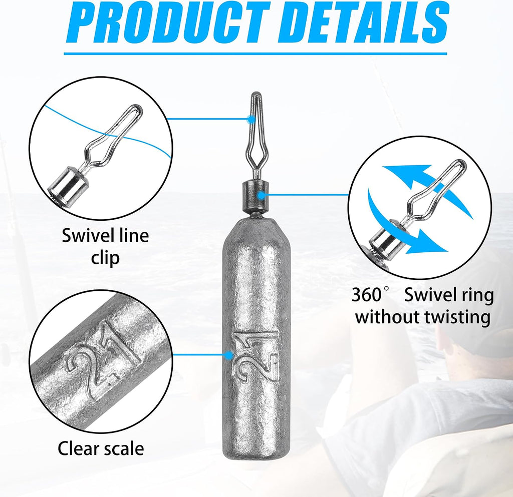 30 Pack Drop Shot Weights Skinny Pencil Sinkers for Bass Fish Drop Shot Rig
