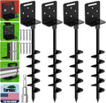 Eurmax USA 4 Pack Heavy Duty Ground Anchors, Rust-Proof L-Shaped Screw-in Spiral Ground Stakes for Trampoline, Shed, Swing Set & Carport,High Wind Resistant Metal Auger Anchors (Black)