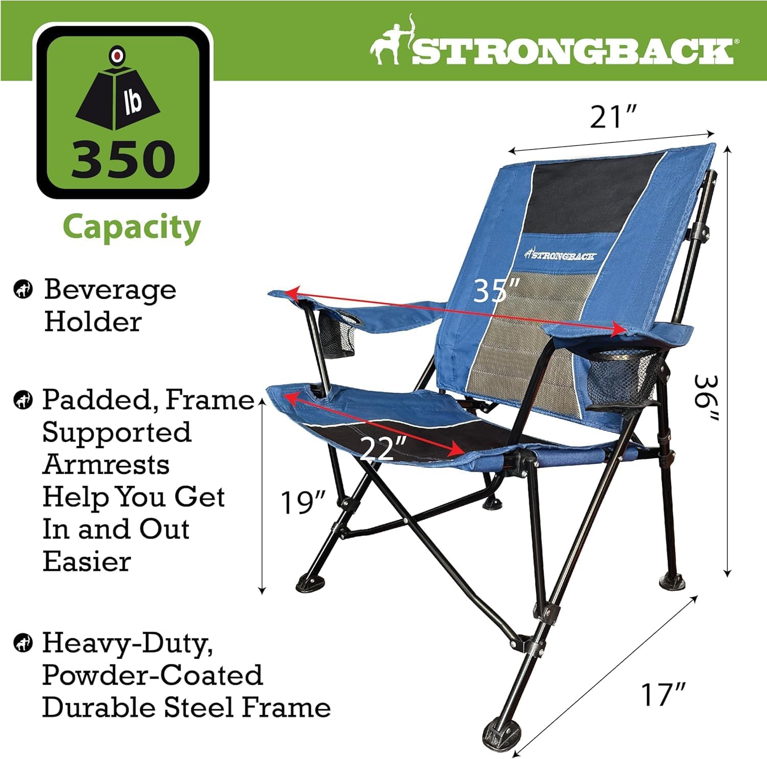 STRONGBACK Camping Chair XL Guru with Lumbar Support