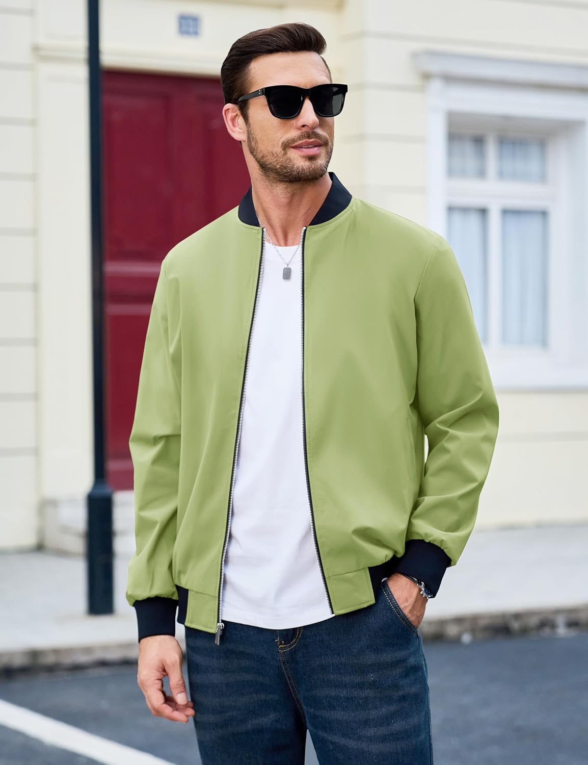 MAGCOMSEN Men's Bomber Jacket Lightweight Full Zip Windbreaker Jackets