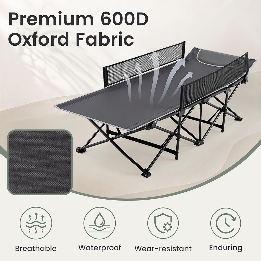 Goplus Foldable Kids Cot, Portable Sleeping Cot(Gray)