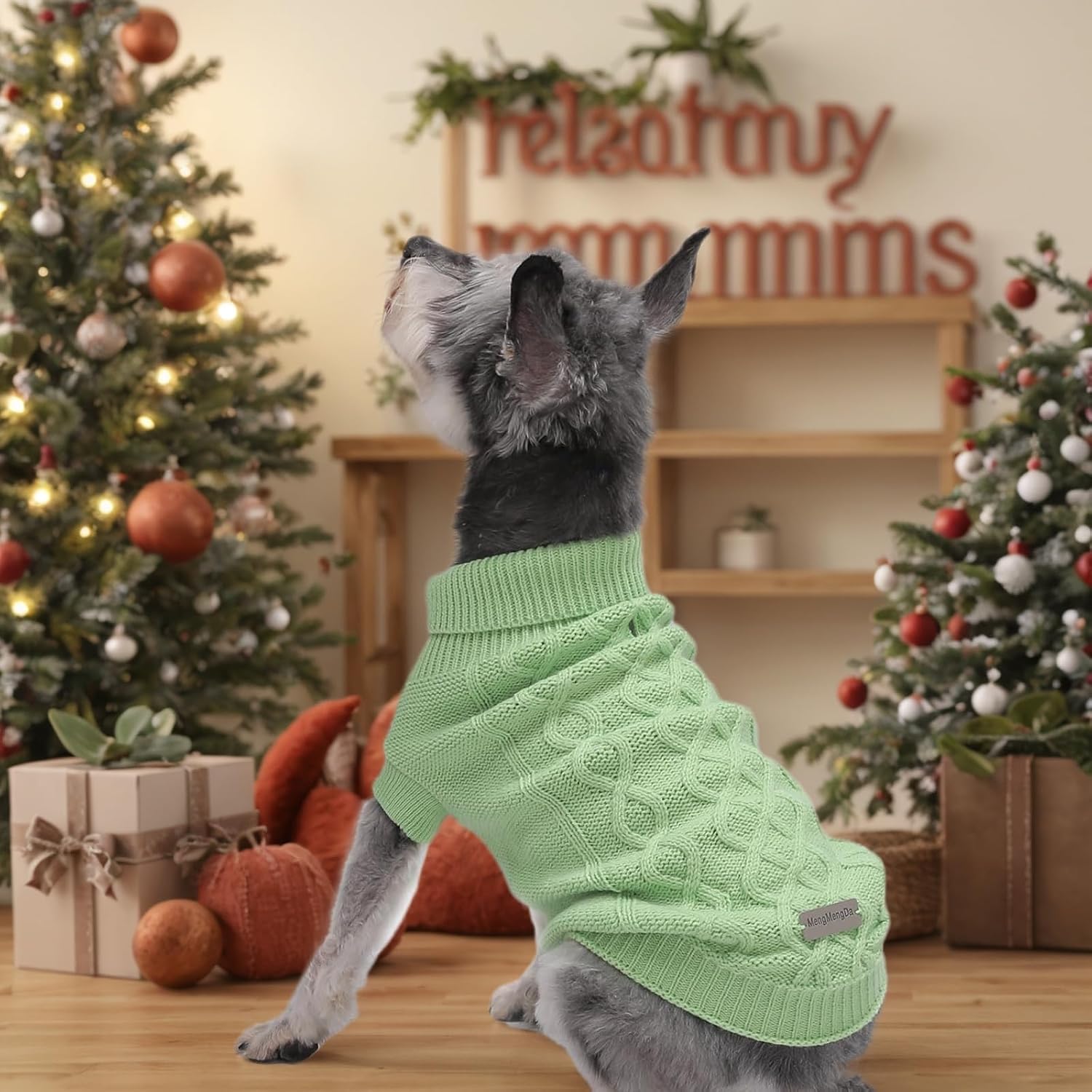 Small Dog Sweaters, Soft Knit Cold Weather Turtleneck Dog Clothes, Lightweight Warm Puppy Sweater for Chihuahua, Dachshund, Shih Tzu, Yorkie (Green, M)