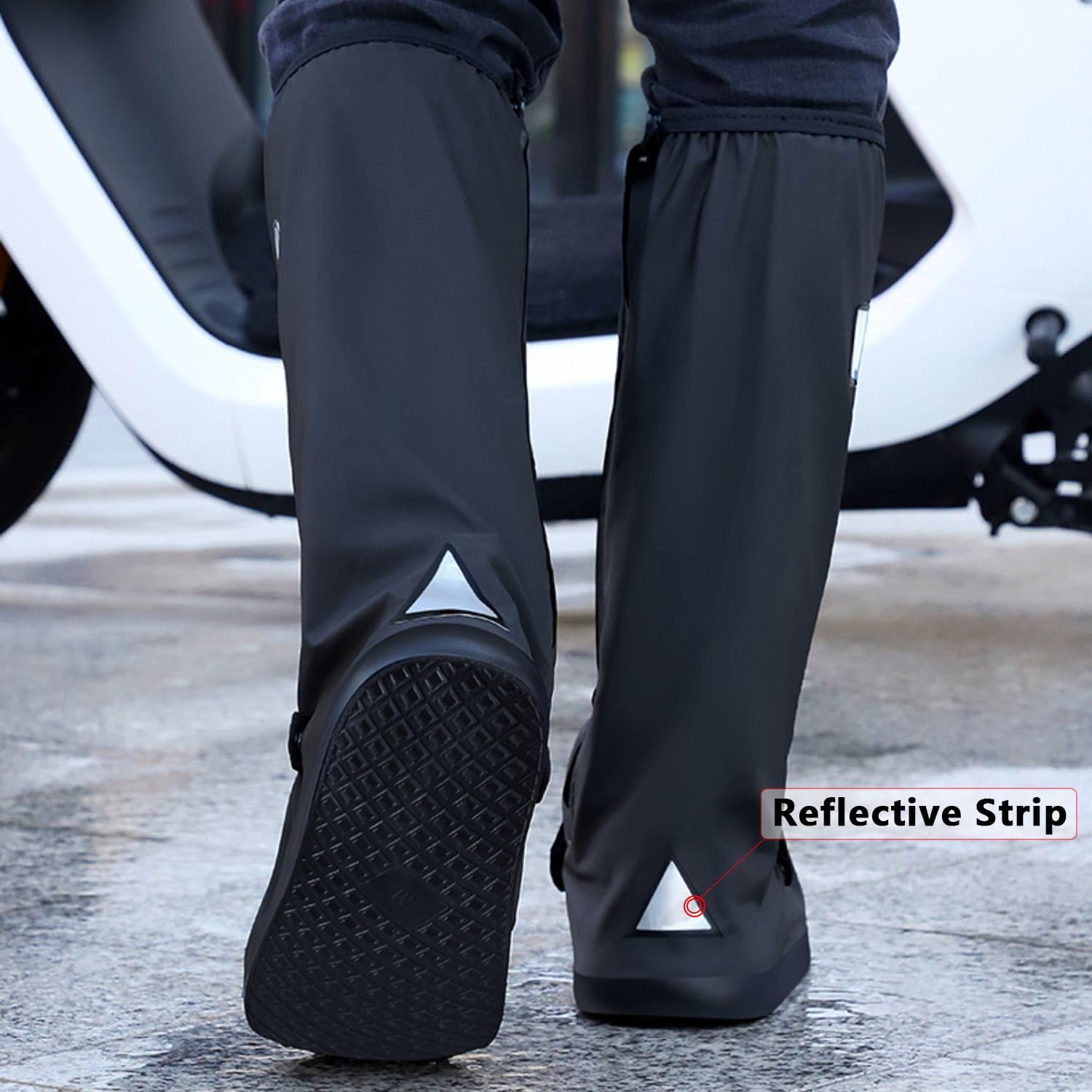 USHTH Black Waterproof Rain Boot Shoe Cover with Reflector (1 Pair)