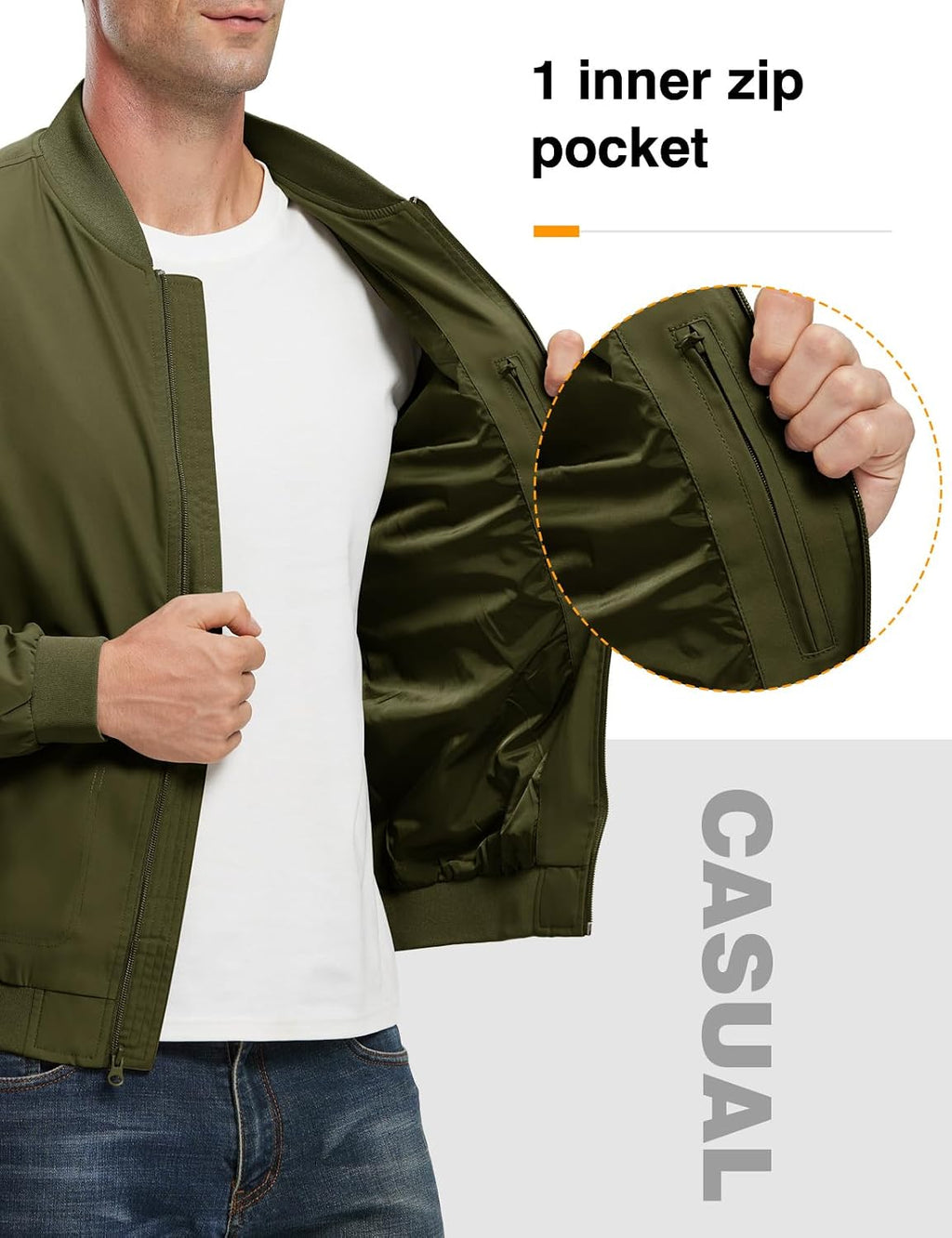 TBMPOY Men's Lightweight Jackets Casual Dress Golf Bomber Windbreaker Fall
