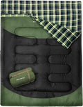 Double Sleeping Bag for Adults Machine Washable 2 Person Camping Sleeping Bag Queen Size Waterproof with Compression Sack for Cold Weather 3-4 Seasons