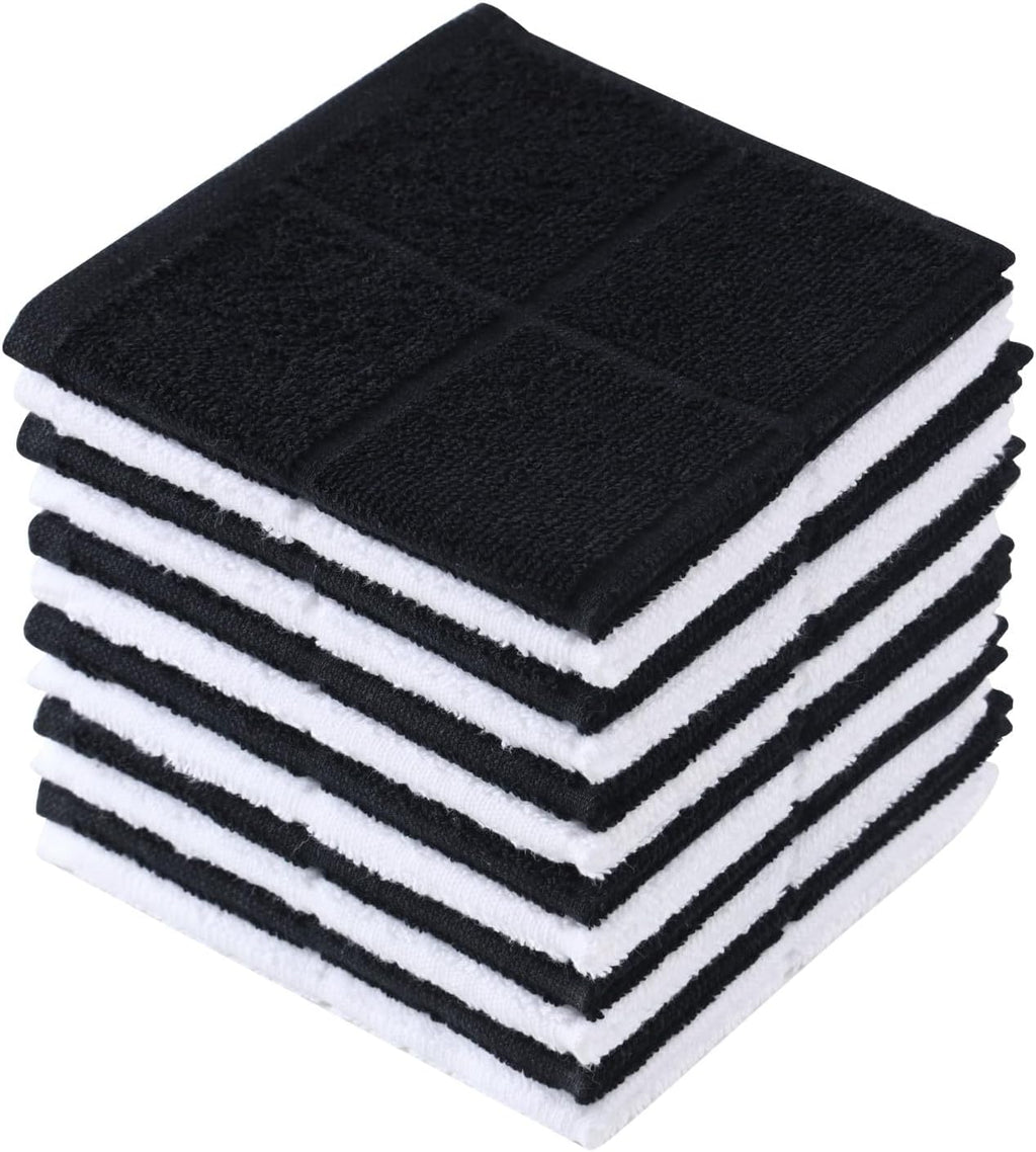 Glynniss Kitchen Dish Cloths for Washing Dishes, Black Terry Dish Rags