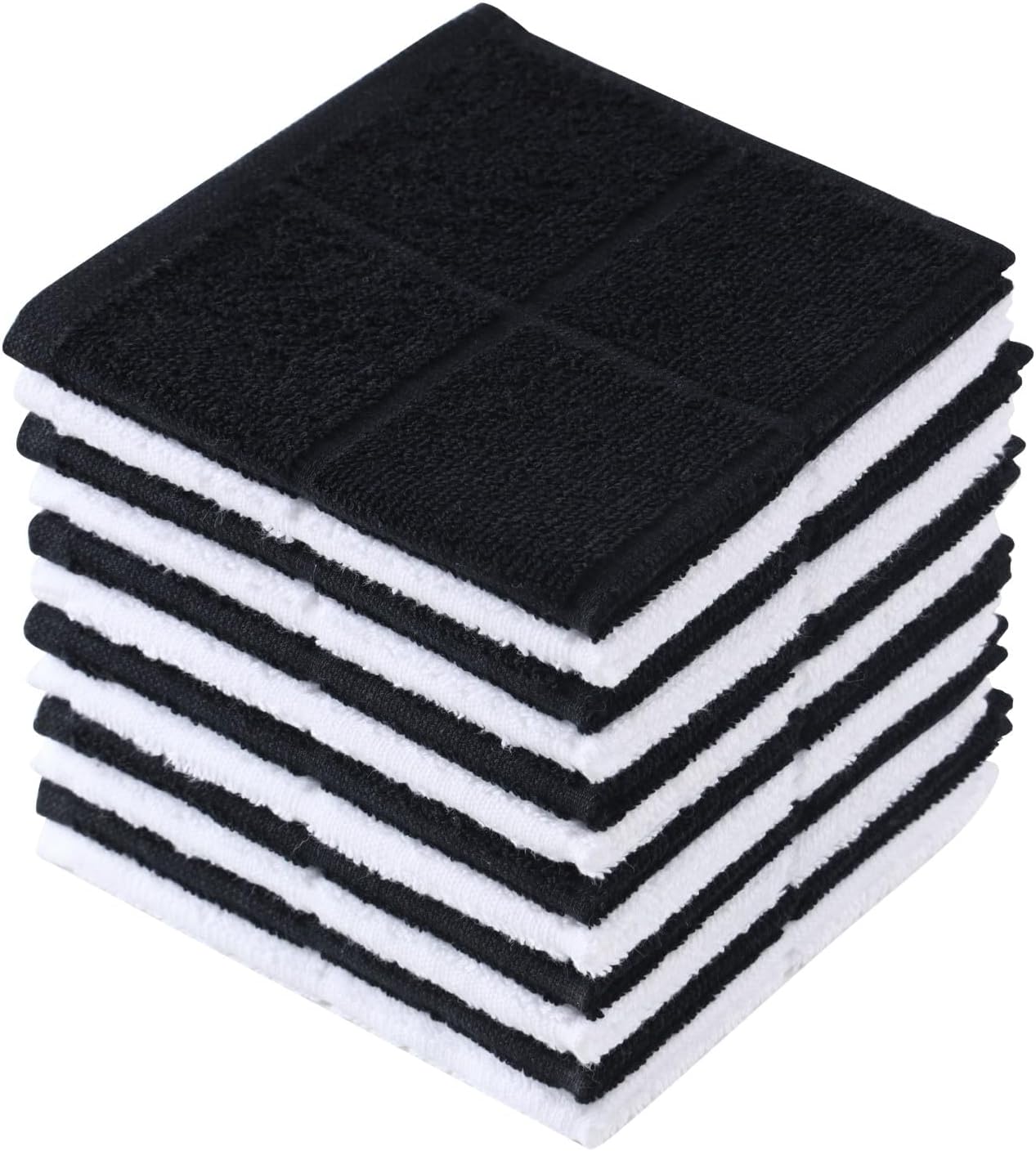 Glynniss Kitchen Dish Cloths for Washing Dishes, Black Terry Dish Rags