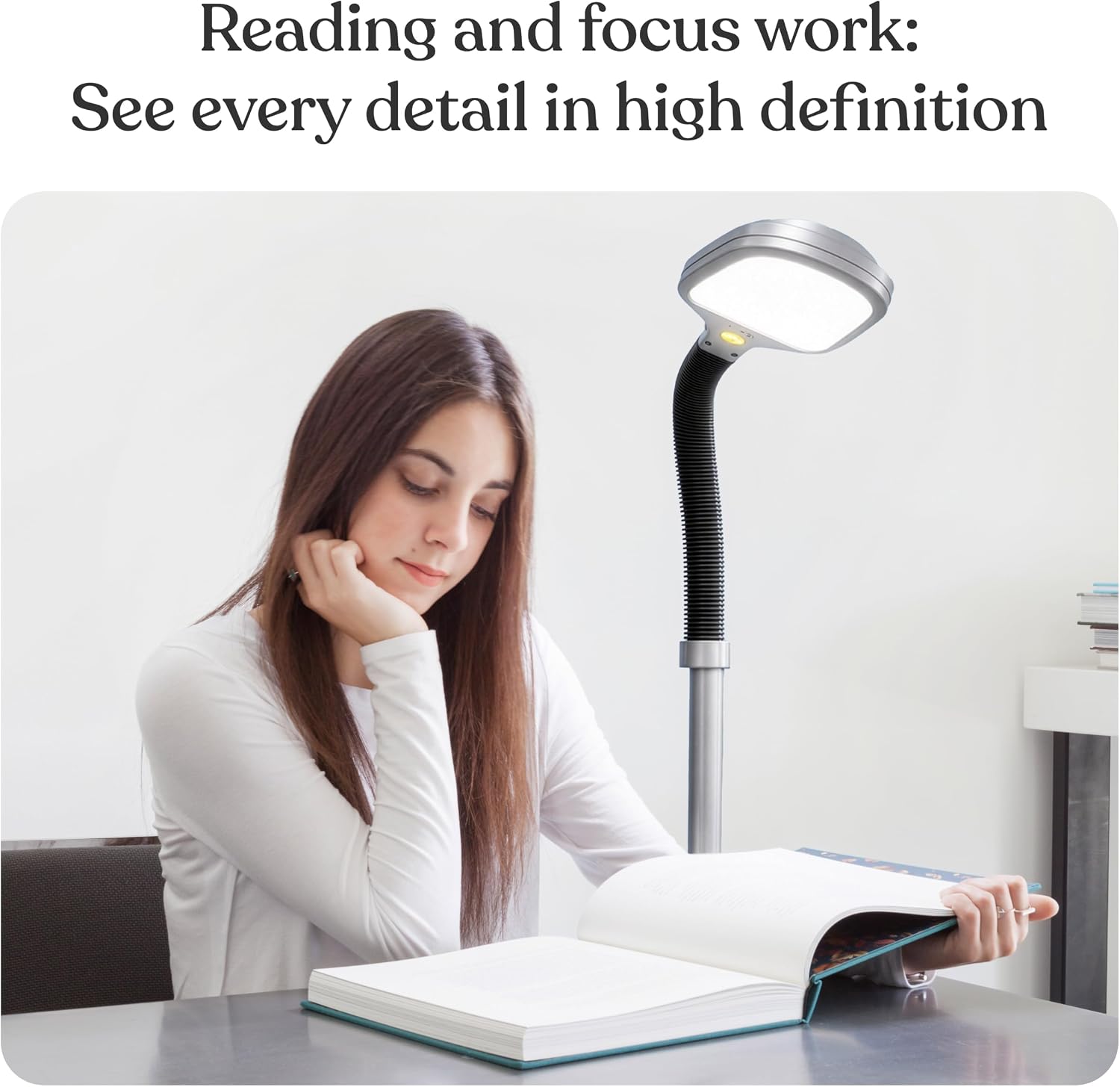 Brightech Litespan Titanium Silver LED Floor Reading Lamp, Energy Efficient, Adjustable Standing, 850-950 Lumens, 12W, 3-Year Warranty