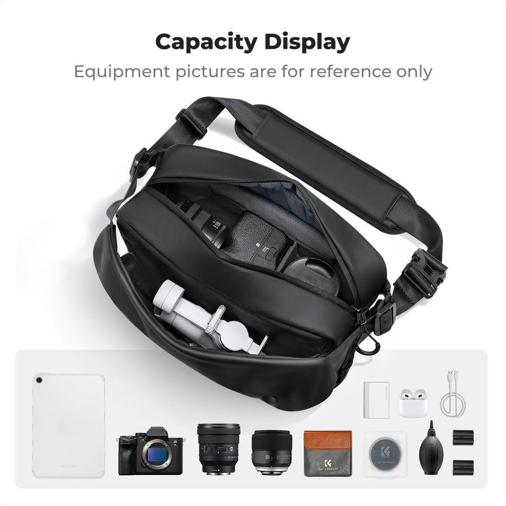 K&F CONCEPT Camera Sling Bag, Lightweight Crossbody Bag with Tripod Holder