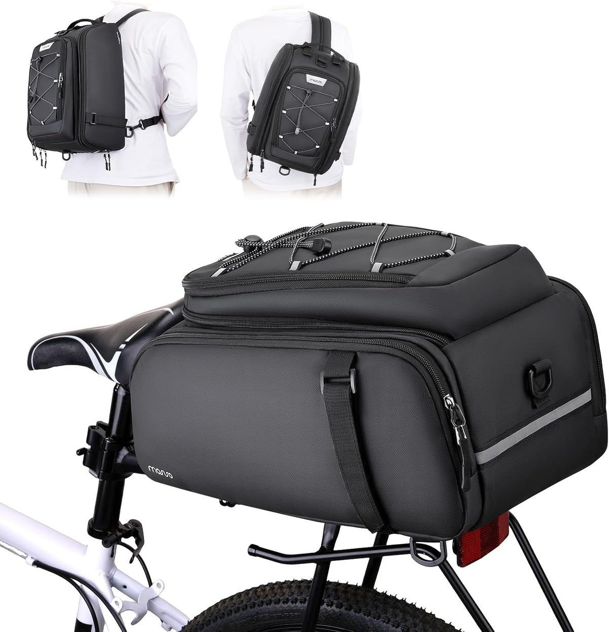 MOSISO Bike Rack Bag with Rain Cover, 15L Waterproof Bike Ebike Rear Bags