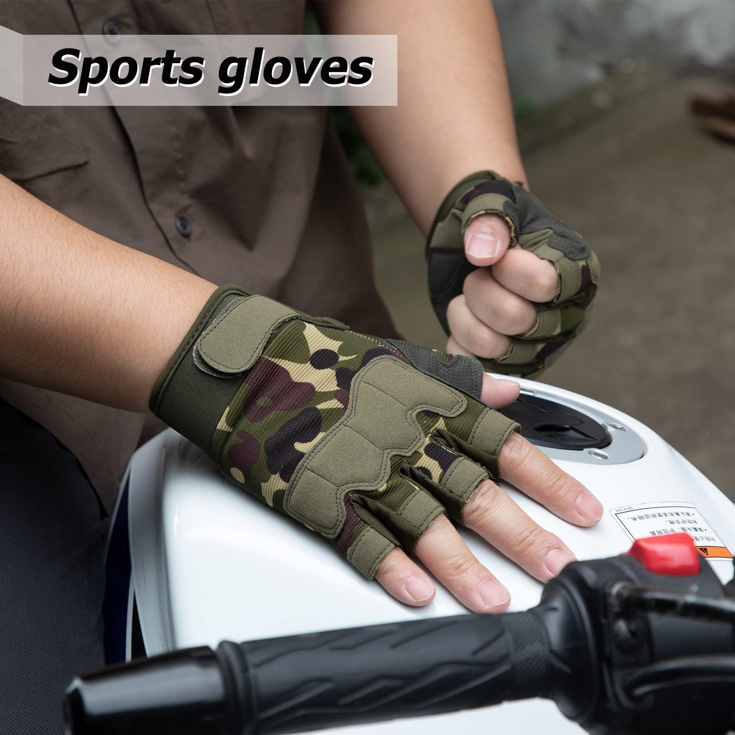 FIORETTO Fingerless Gloves for Men, Breathable Grip Palm Gloves for Motorcycle Riding, Driving, Cycling, Exercise, Workout, Climbing, Hiking and Outdoor Activities M210603