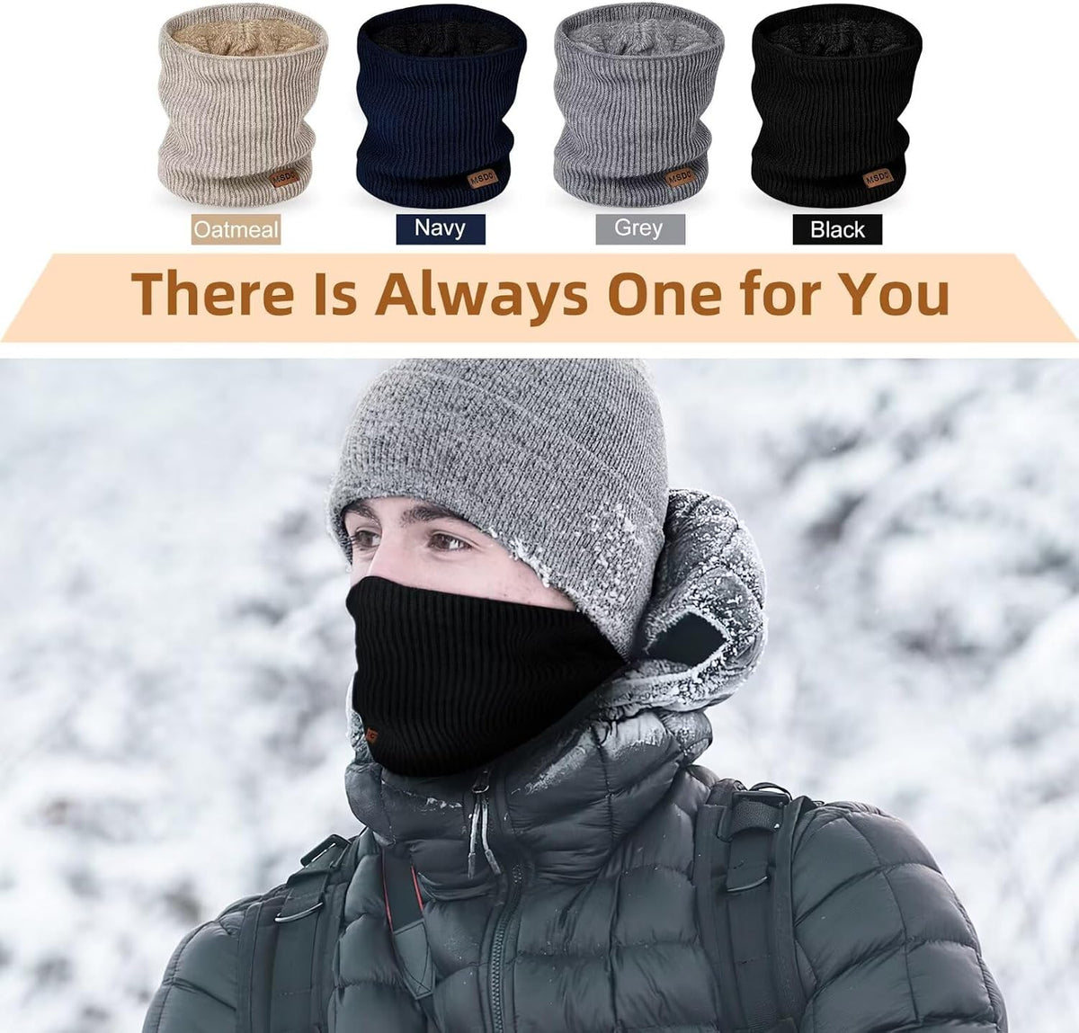 MSDC Winter Neck Gaiters for Men 3 Pack,Neck Warmer Men Women with Thermal Thick Warm Fleece Lined Cold Weather,Mens Scarf Winter Ski Face Mask Cover Windproof Scarves（Black,Oatmeal，Grey）