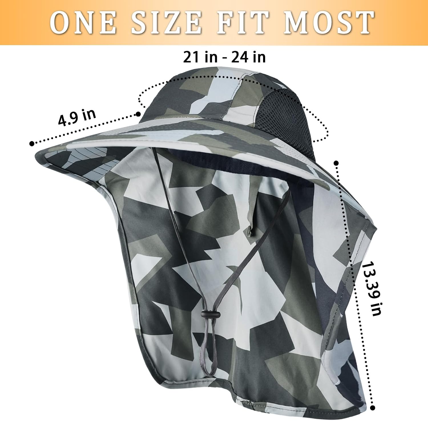 Sun Hat for Men Women with Neck Flap,UPF 50+ UV Protection Fishing Hat