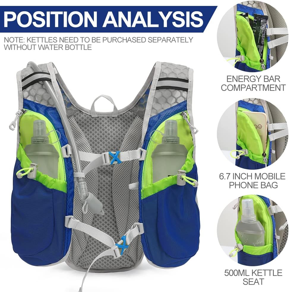 Hydration Pack Backpack, IX INOXTO Running Hydration Vest with 1.5L ( 50 oz) Water Bladder for Men Women, Lightweight Water Backpack for Hiking Cycling Climbing Camping