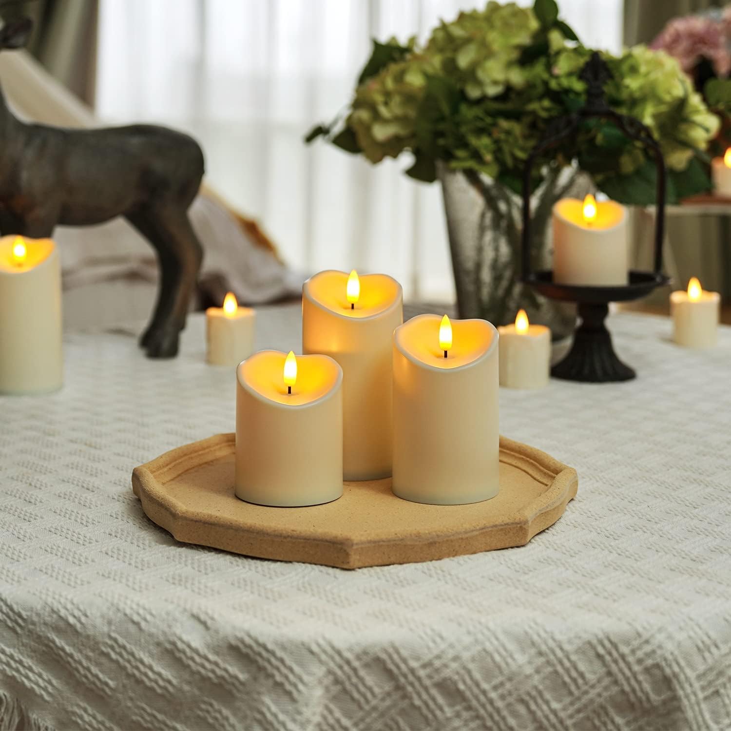 Homemory Outdoor Waterproof Flameless Candles, LED Candle with Remote, 3Pcs