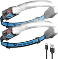 Smiling Shark TD-0123-S Headlamp 2400mAh Rechargeable Ultra-Bright 2 Pack
