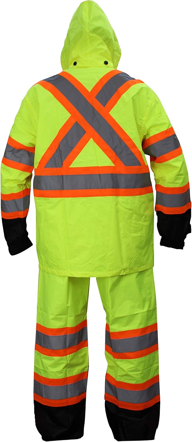 RW-CLA3-TLM55 AND OR77 Class 3 Rain suit, Jacket, Pants High Visibility Reflective Black Bottom