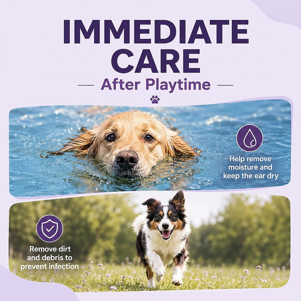 Pjordo Pet Ear Cleaner for Dog & Cat, Natural Formula - Aloe & Witch Hazel