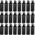 24 Pcs Aluminum Water Bottle 17oz Aluminum Reusable Bottles with Clips Sports Lightweight Water Multipack Easy Carry Leakproof Travel for Gym Hiking Cycling Sports Outdoor(Black)