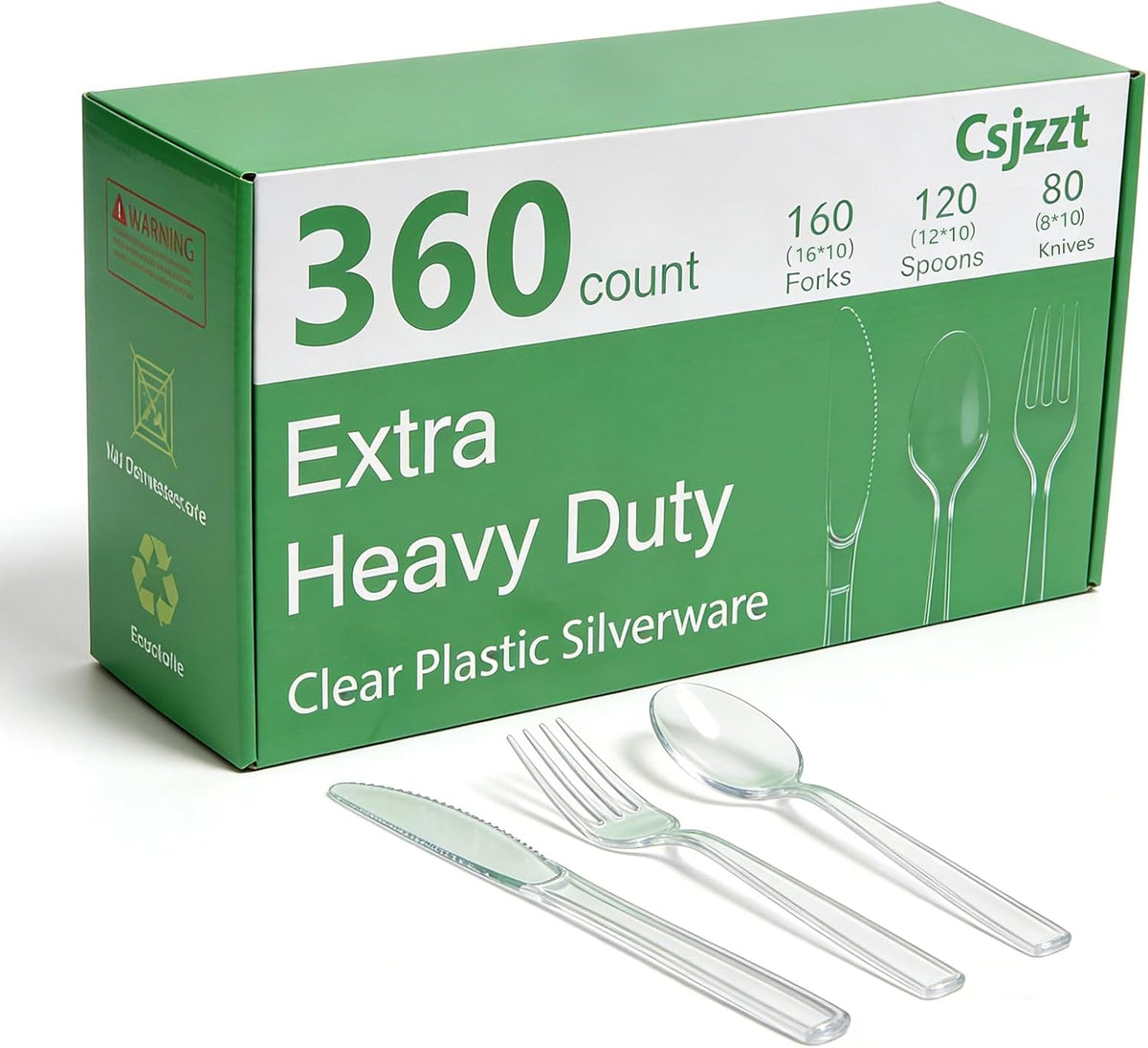 360 Count Plastic Silverware Heavy Duty Clear Cutlery Set for Party Wedding