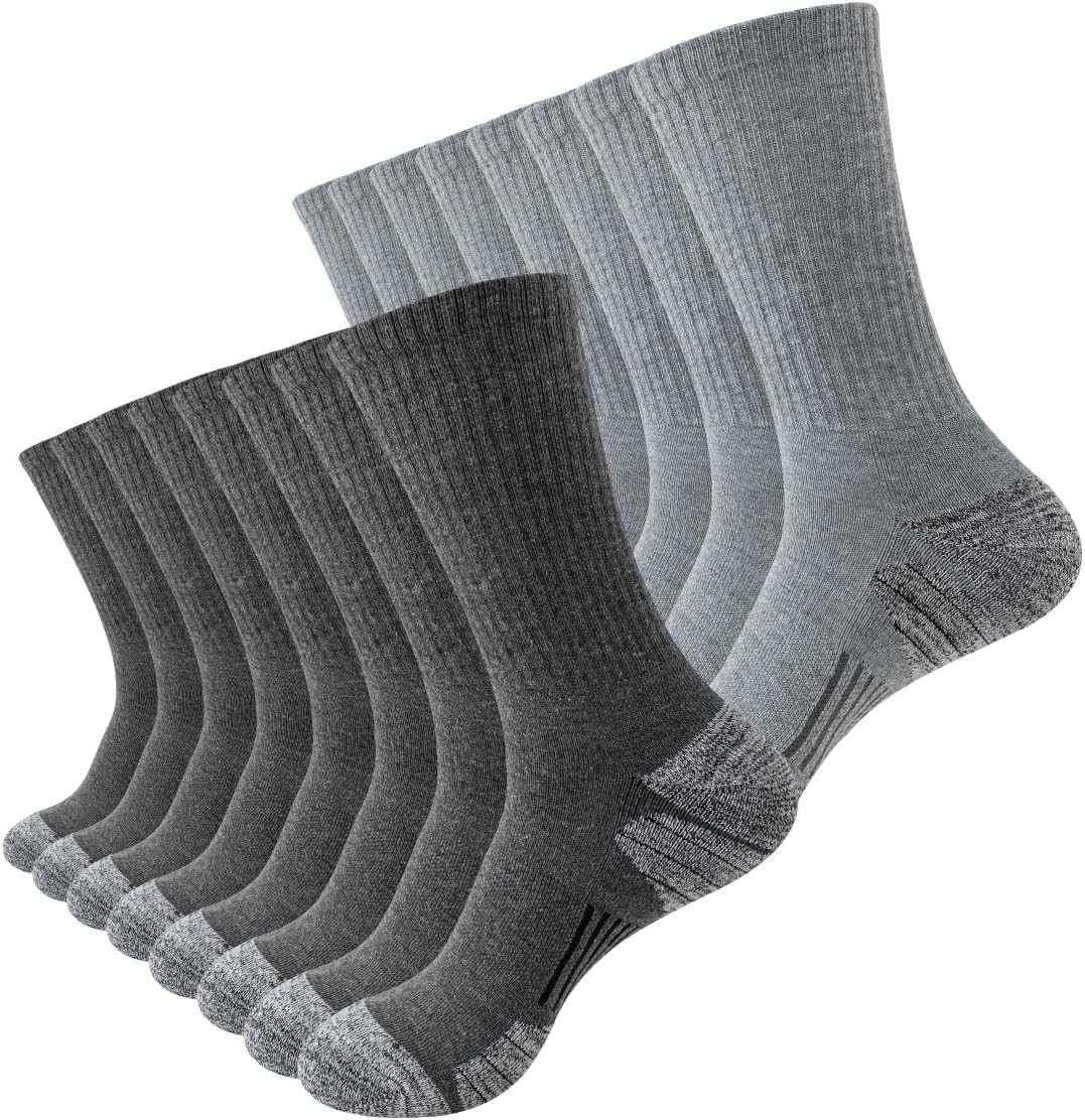 JOYNÉE 8 Pairs Mens Athletic Crew Socks Cushion Running Work Breathable Outdoor Socks for Men