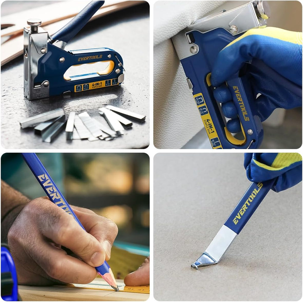 Heavy Duty Manual Staple Gun for Upholstery and Wood, 4-in-1