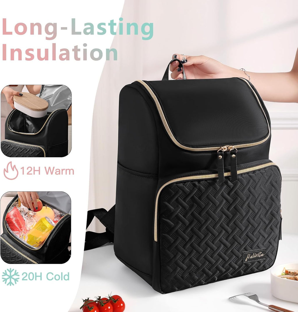 Cooler Backpack Insulated Leak Proof 33 Cans, Waterproof Hiking Backpack Cooler Soft Cooler Bag Lunch Backpack for Picnic Camping Beach, Black