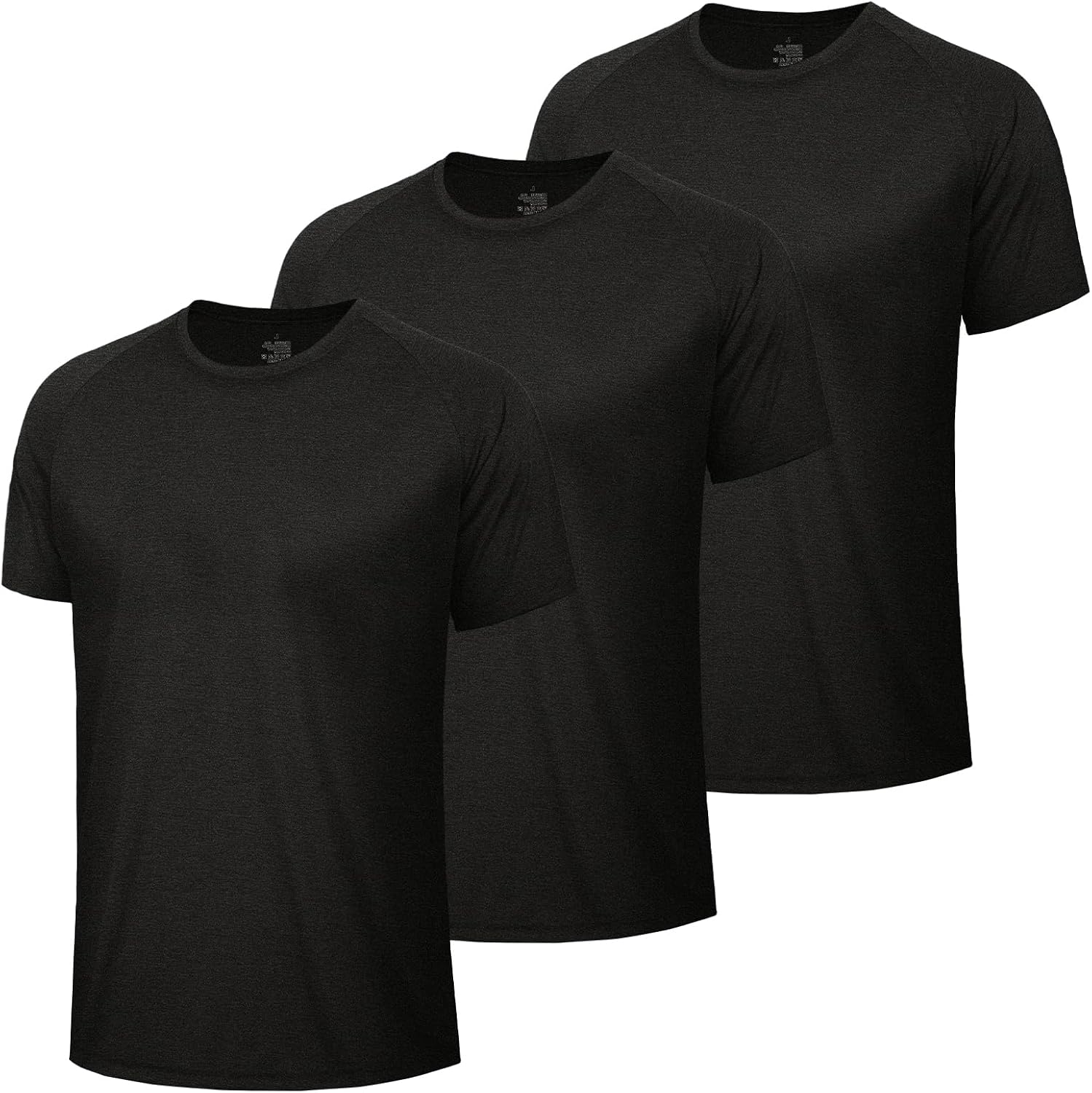 BOOJO 3 Pack Workout Mens Shirts - Quick Dry Causal Moisture Wicking Gym Athletic Short Sleeve T-Shirts for Running Sport
