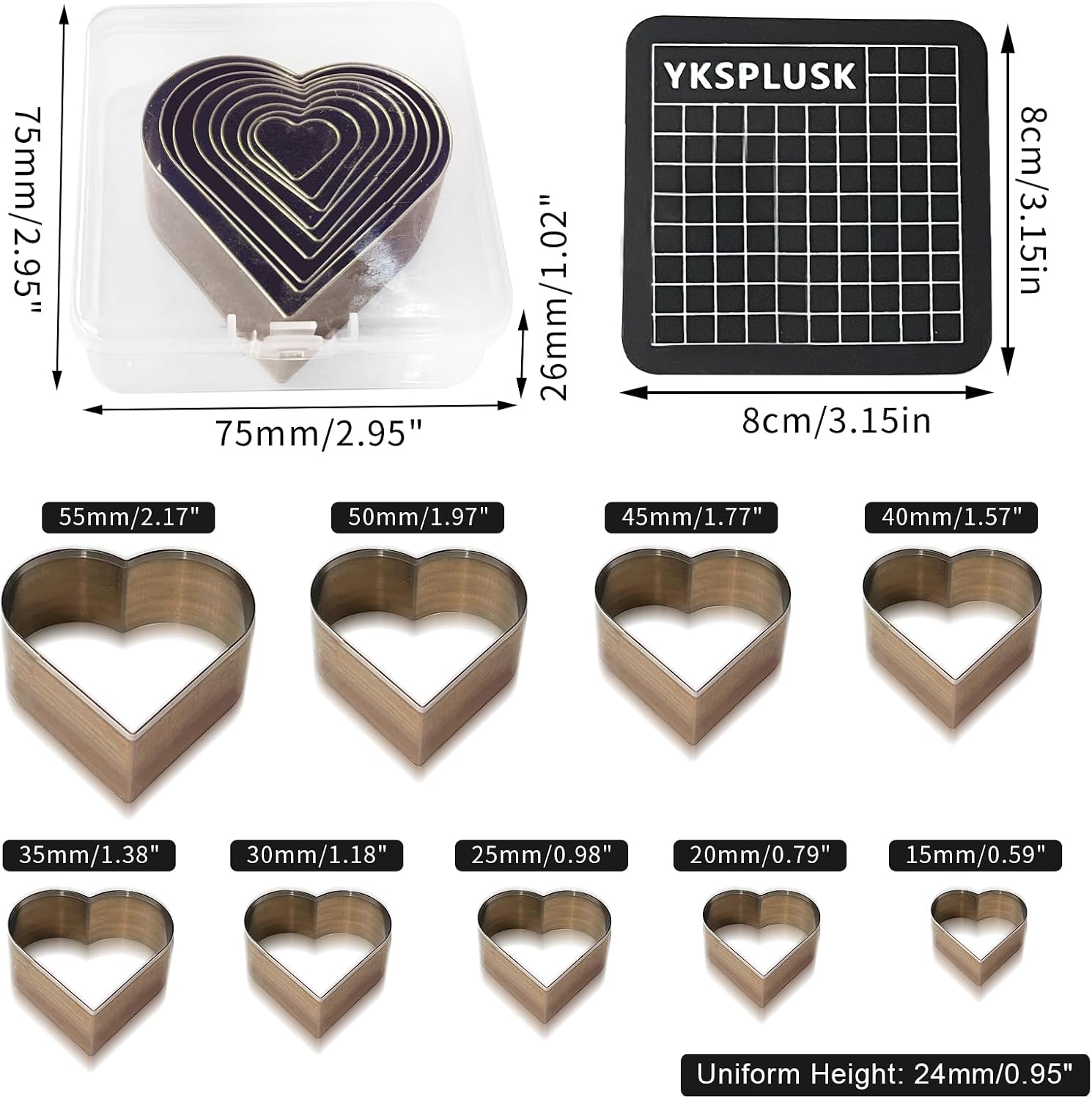 9 Pcs Leather Hole Cutter Tool Set, 9 Sizes Heart Shape Cutter Tools High Carbon Steel, Leather Cutting Dies Kit for DIY Craft, Hollow Punching with Plastic Box