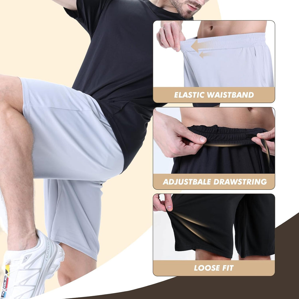 7 Pack Mens Athletic Shorts with Pockets - Gym Basketball Workout Quick Dry