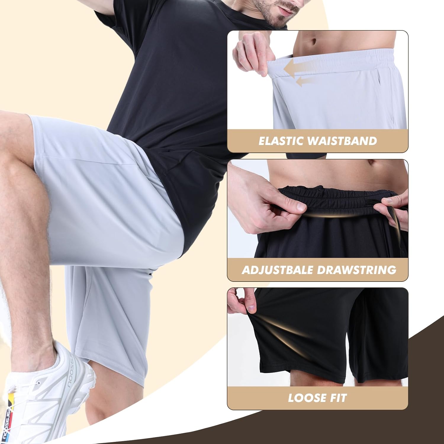 7 Pack Mens Athletic Shorts with Pockets - Gym Basketball Workout Quick Dry