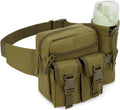DOB SECHS Hiking Waist Bag with Detachable Water Bottle Holder and Adjustable Waist Belt Oxford Fanny Pack for Men Women Causal Belt Bag for Travel Outdoor Fishing Running Hiking Hunting,Khaki