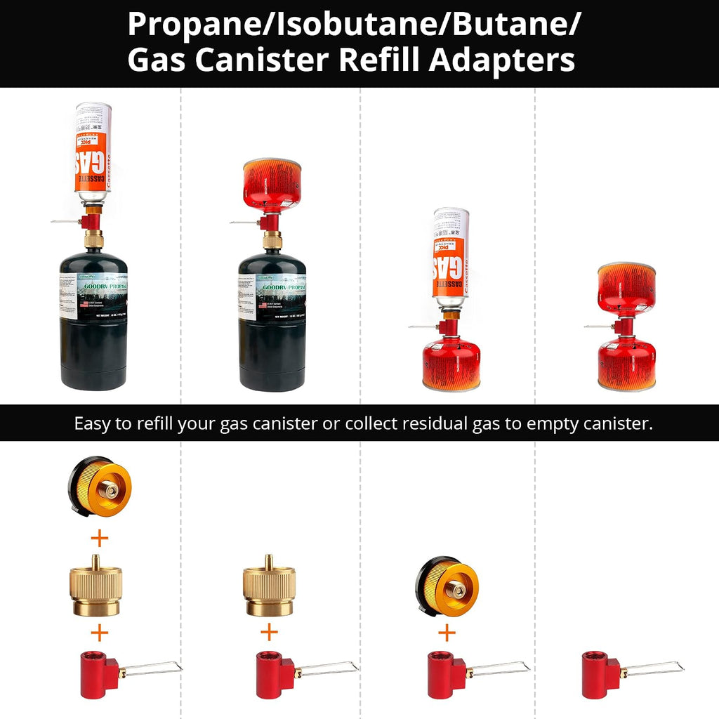 Camping Stove Burners Gas Refill Adapters EN417 Lindal Valve Canister Shifter Backpacking Stove Refill Adapter Valve Kit for Propane/Isobutane/Butane Gas Tank 3 PCS