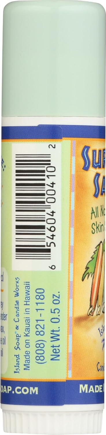 Island Soap & Candle Works Surfer’s Salve Stick – All Natural Outdoor Skin Recovery Balm – Anti Chafe Relief for Dry Skin, Sunburn, Windburn, Bug Bites & Chapped Lips – .5 Ounce – Handmade in Hawaii